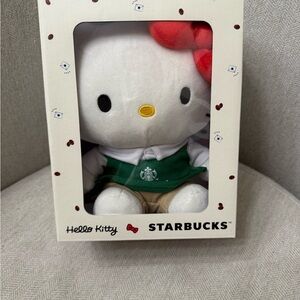 Starbucks Hello Kitty Plush with Red Bow and Green Apron